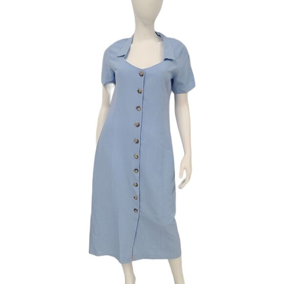 Just Fashion Now Blue Shirt Dress size Medium NEW WITH TAGS - Picture 1 of 7